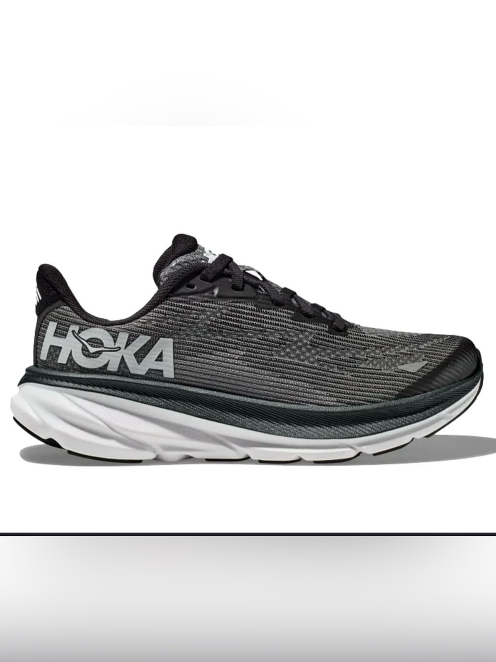 Hoka Black and Gray Clifton Running Shoe